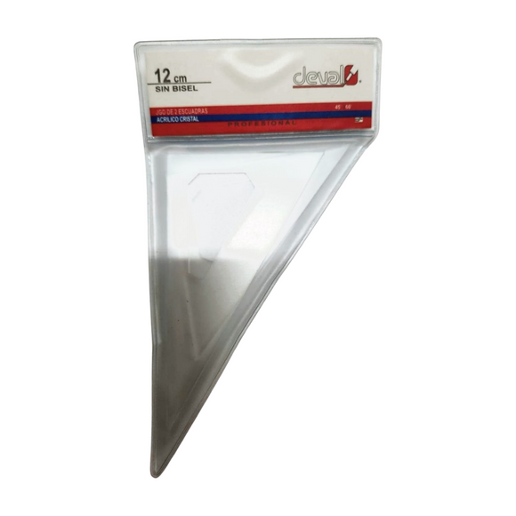Juego de escuadras 12cm, sin bisel, sin graduación