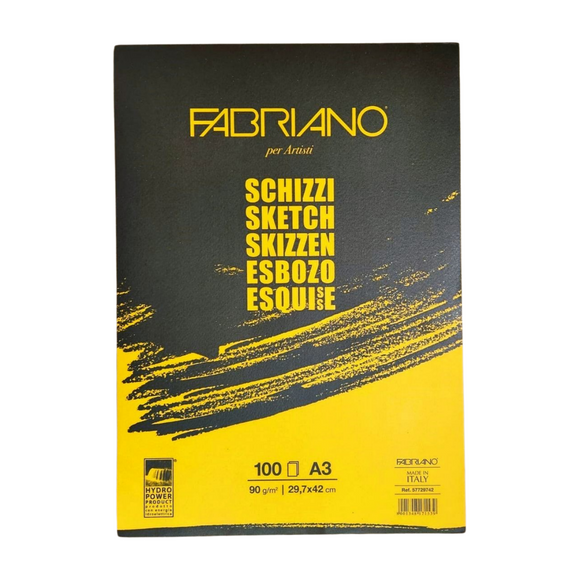 Block Fabriano Schizzi A3 Medida 29.7x42cms 90grs 100Hjs.