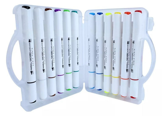 Marcadores Doble Punta 12 Colores Punta Cincel/pincel Pascua