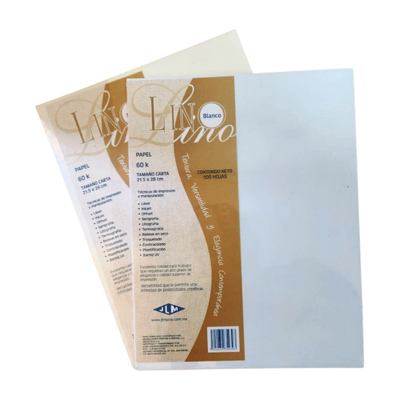 PAQUETE C-100 HOJAS PAPEL TAMAÑO CARTA LINO