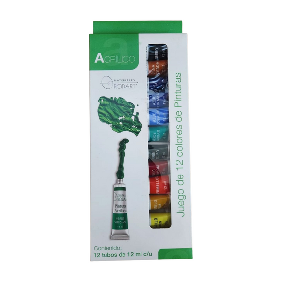 set de 12 Pinturas Acrílicas Rodart