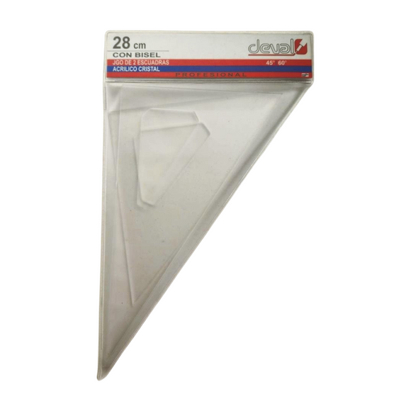 Escuadras profesionales 28cm, con bisel, sin graduación Deval