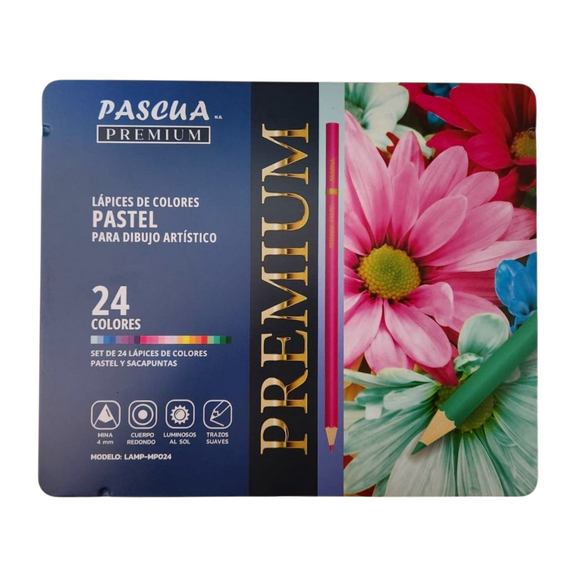 Caja de 24 lápices de colores pastel Pascua