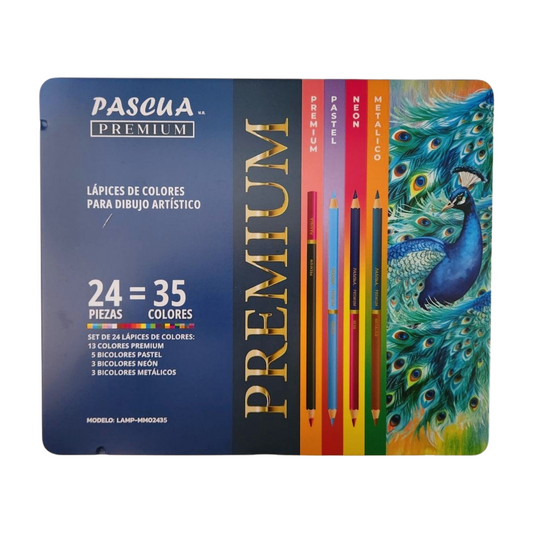 Caja con 24 Lápices de Colores Doble Punta (35 Colores) Pascua