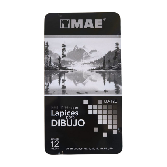 Estuche con 12 lapices de dibujo graduados MAE