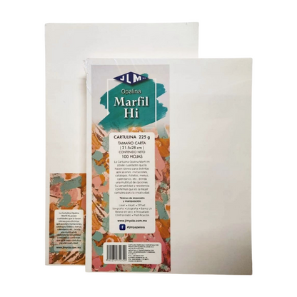 Paquete con 100 Hojas 125 g Cartulina Opalina Marfil