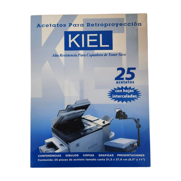 Paq. c-25 acetatos 21.5x27.9cm kiel