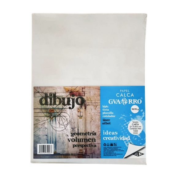 Paq. c-100 hojas papel calca t-carta 90/95grs gvarro