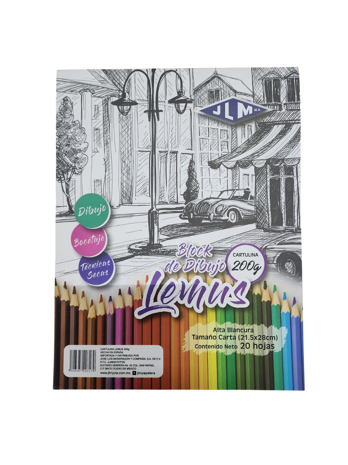 Block Dibujo Cartulina Lemus 200 g 21.5 × 28 cm 20 Hojas