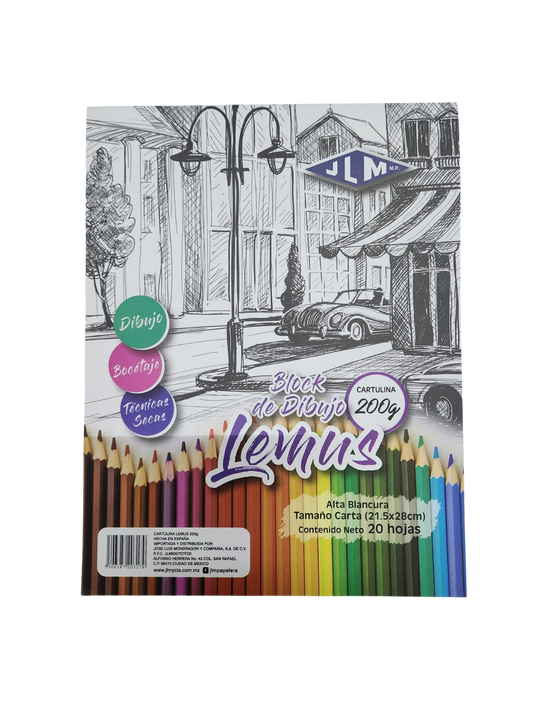 Block Dibujo Cartulina Lemus 200 g 21.5 × 28 cm 20 Hojas