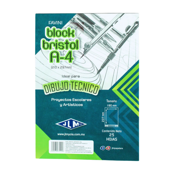 BLOCK NORMALIZADO A-4  BRISTOL FAVINI 25 HOJAS 210 X 279 MM