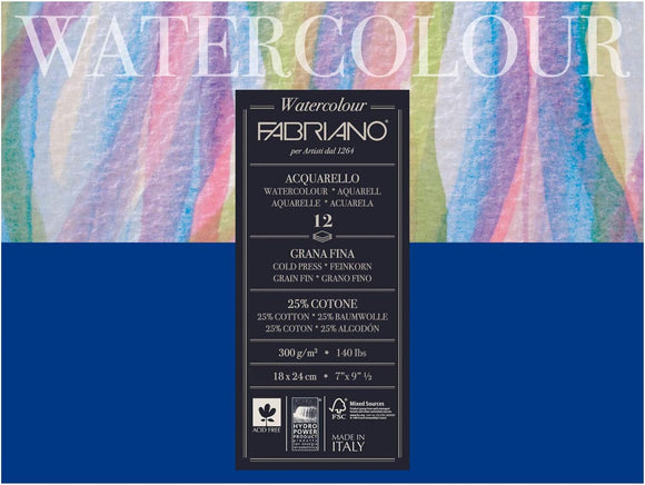 Block para acuarela 300grs Fabriano Watercolour Acquarello