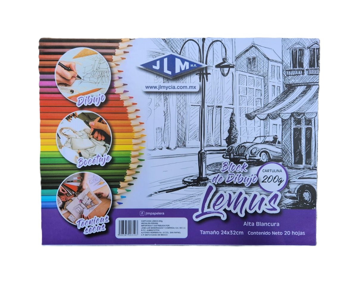 Block de Dibujo Lemus 24 × 32 cm 200 g 20 Hojas JLM
