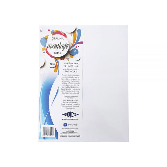 Paquete con 100hjs. Papel Opalina Blanco 125 g