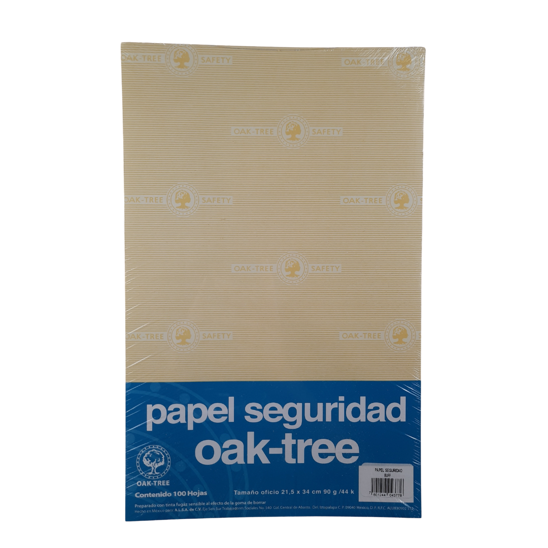 Papel Seguridad Oak-tree Tamaño Oficio Paquete con 100 Hojas
