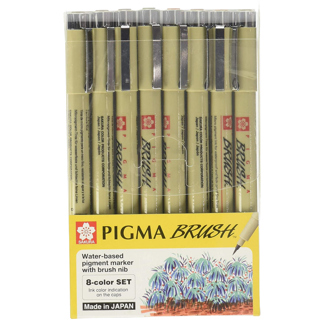 Marcadores Pigma Brush Sakura Estuche con 8 Piezas