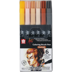Marcadores Sakura Koi Coloring Brush Pen Set Con 6 Piezas
