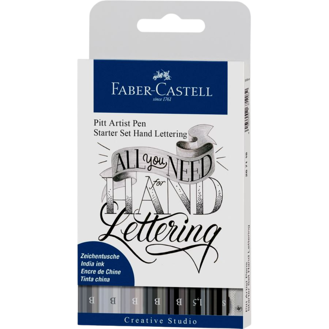 Marcadores de Tinta China Pitt Artist Lettering 267118 Faber Castell Set 9 Piezas