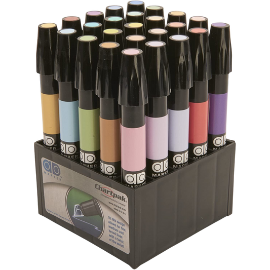 Marcadores Chartpak Set Colores Básicos Estuche con 25 Piezas