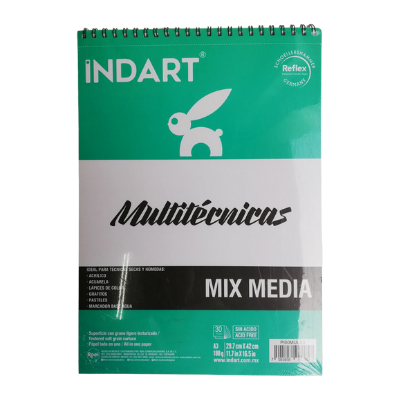 Block De Dibujo Mix Media Multitécnicas Indart 180grs