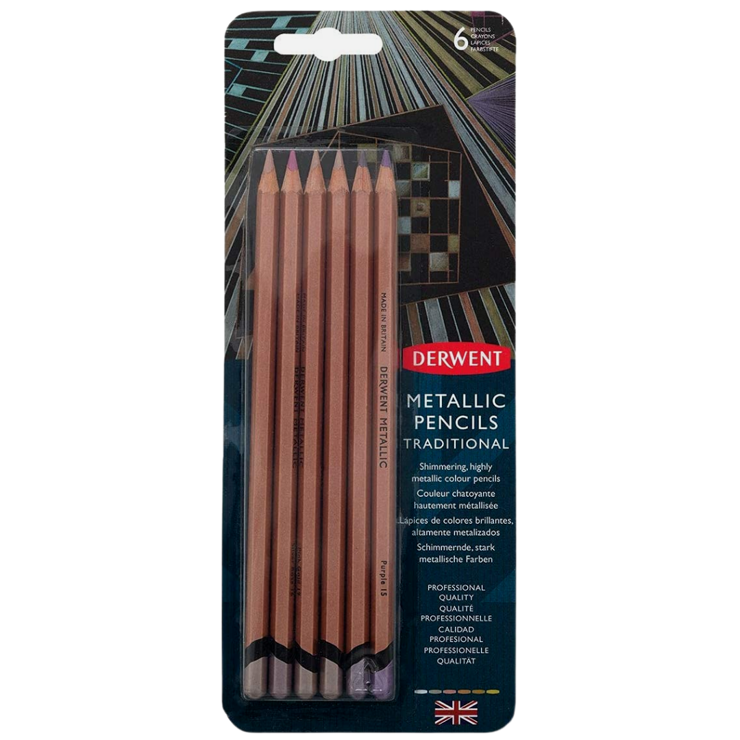 Lápices de Colores Metálicos Derwent Set con 6 Piezas