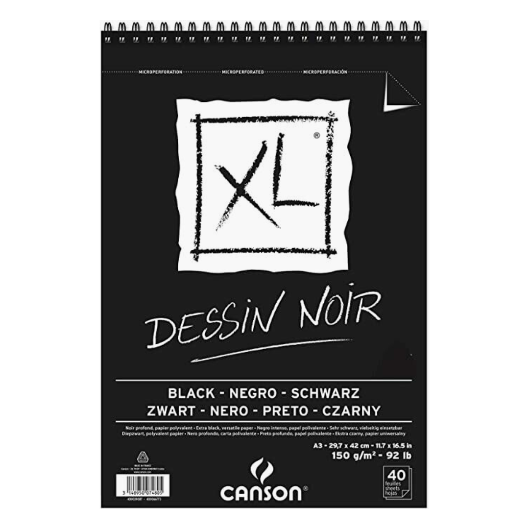 Block de Dibujo XL Canson Dessin Noir Black 150 g 40 Hojas