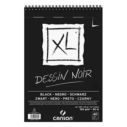 Block de Dibujo XL Canson Dessin Noir Black 150 g 40 Hojas