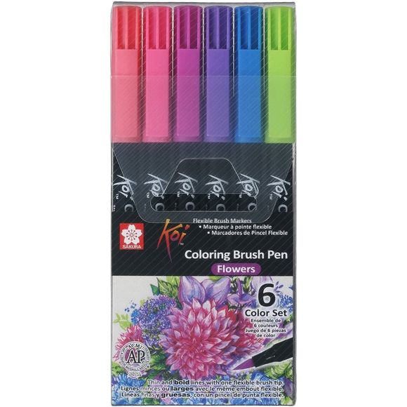 Marcadores Sakura Koi Coloring Brush Pen Set Con 6 Piezas