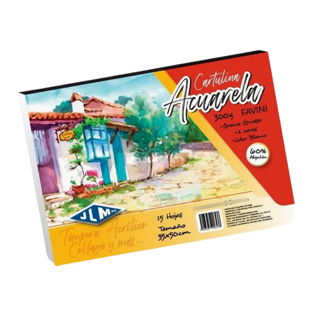 Block de Dibujo Acuarela 35 × 50 cm 300 g Blanco 15 Hojas JLM