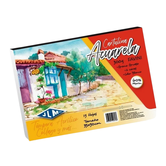 Block de Dibujo Acuarela 35 × 50 cm 300 g Blanco 15 Hojas JLM