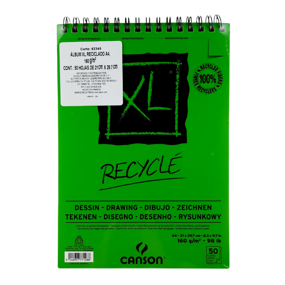 Block De Dibujo Canson XL Recycle 50 Hojas 160g A4 21X29.7 CM