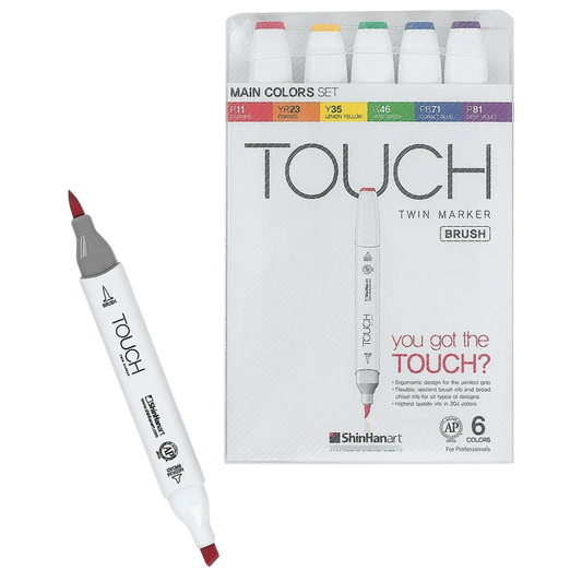 Marcadores Doble Punta Touch Shinhanart Estuche con 6 Piezas