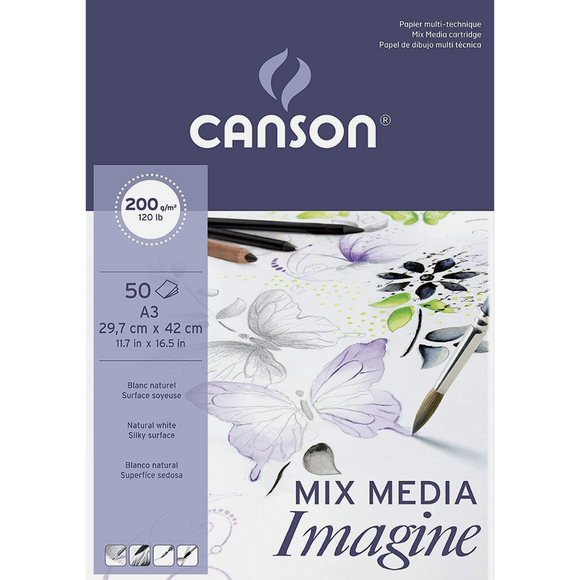 Block De Dibujo Canson Imagine Mix Media A4 29.7x42cm