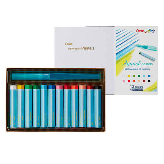 Barras de Pastel Acuarelables Pentel GHW1-24 con Pincel de Agua Set 24 Piezas