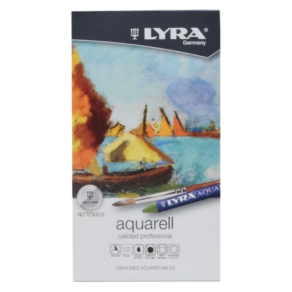 Crayones Acuarelables Lyra 46319 Profesional Set Con 12 Piezas