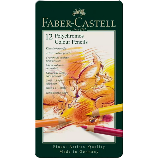 Lápices de Colores Polychromos 110012 Faber Castell Set con 12 Piezas