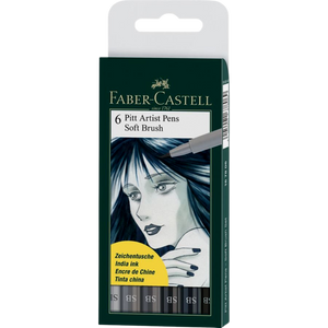 Marcadores De Tinta China Pitt Artist Soft Brush 167806 Faber Castell Set 6 Piezas