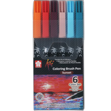 Marcadores Sakura Koi Coloring Brush Pen Set Con 6 Piezas
