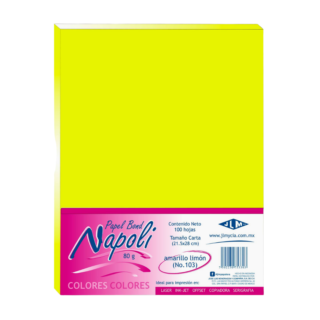 Hojas de Color Mate Tamaño Carta JLM Paquete con 100 Hojas