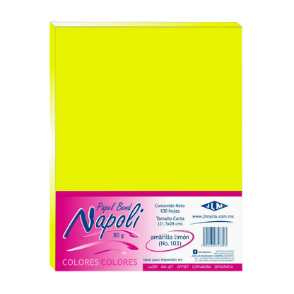 Hojas de Color Mate Tamaño Carta JLM Paquete con 100 Hojas