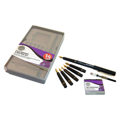 Set de Pluma para Caligrafía Daler Rowney con 6 Plumillas y Cartuchos