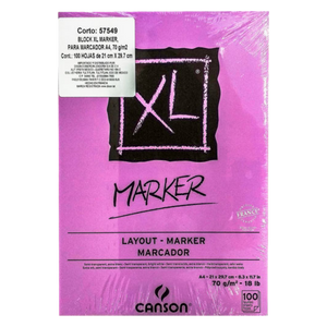 Block De Dibujo Canson XL Marker A4 Para Marcador 100 Hojas 21X29.7 CM