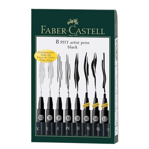 Rotuladores Pitt Artist Pens Black 167137 Faber Castell Set 8 Piezas