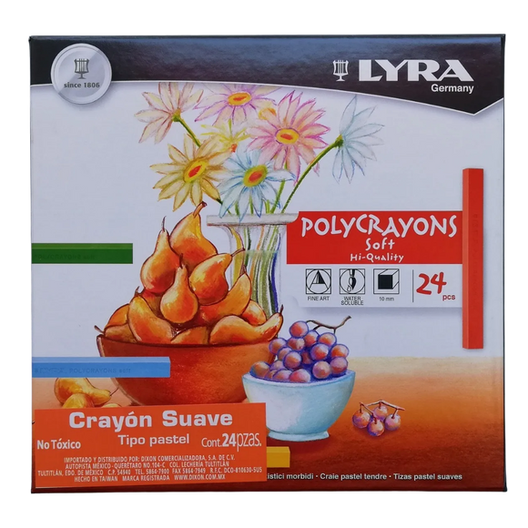 Crayones Tipo Pastel Suaves Lyra 5651240 Polycrayons Soft Set Con 24 Piezas