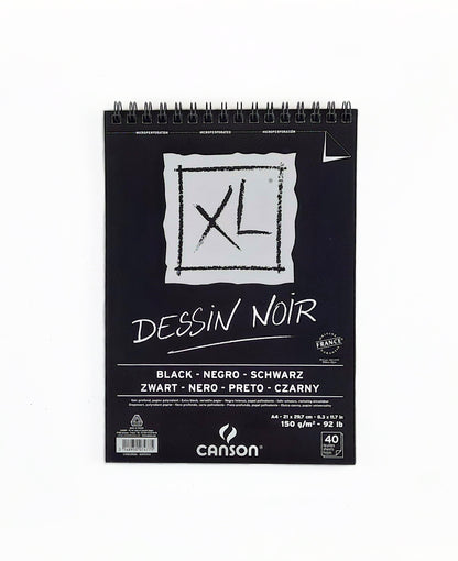 Block de Dibujo XL Canson Dessin Noir Black 150 g 40 Hojas