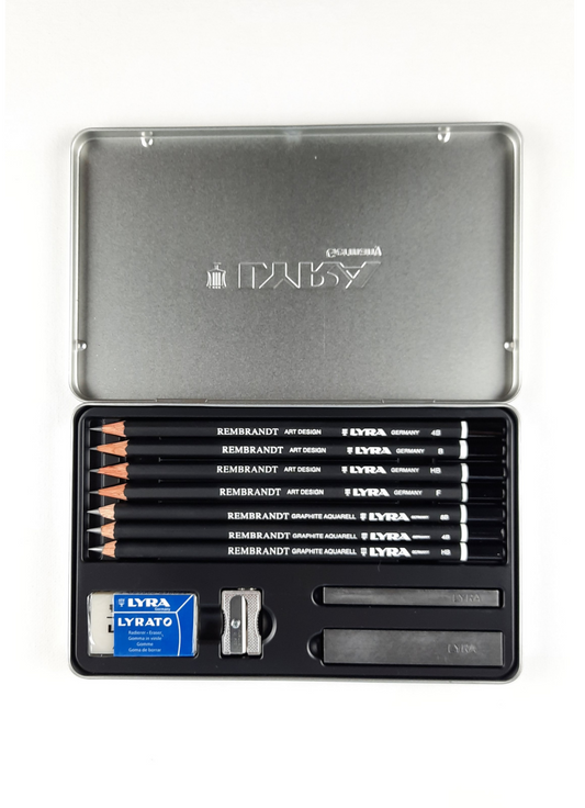 Lápices y Barra de Grafito Rembrandt Graphite Set Lyra Estuche con 11 Piezas