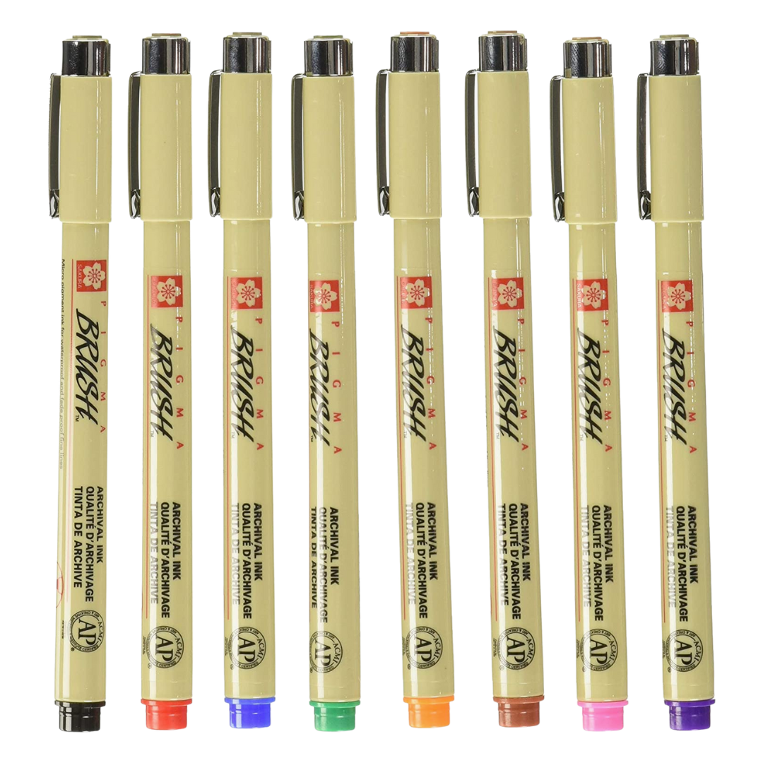 Marcadores Pigma Brush Sakura Estuche con 8 Piezas