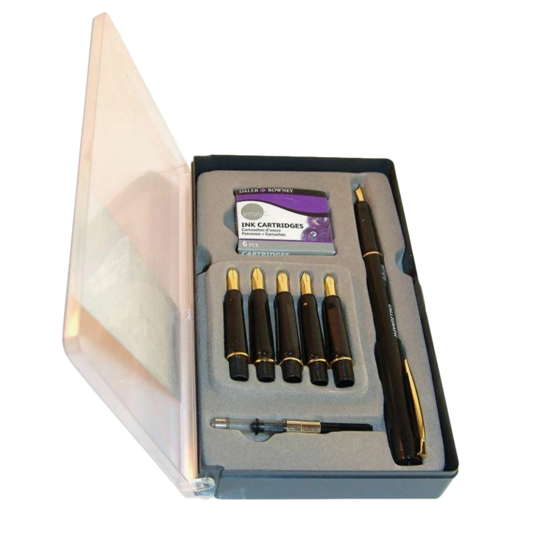 Set de Pluma para Caligrafía Daler Rowney con 6 Plumillas y Cartuchos
