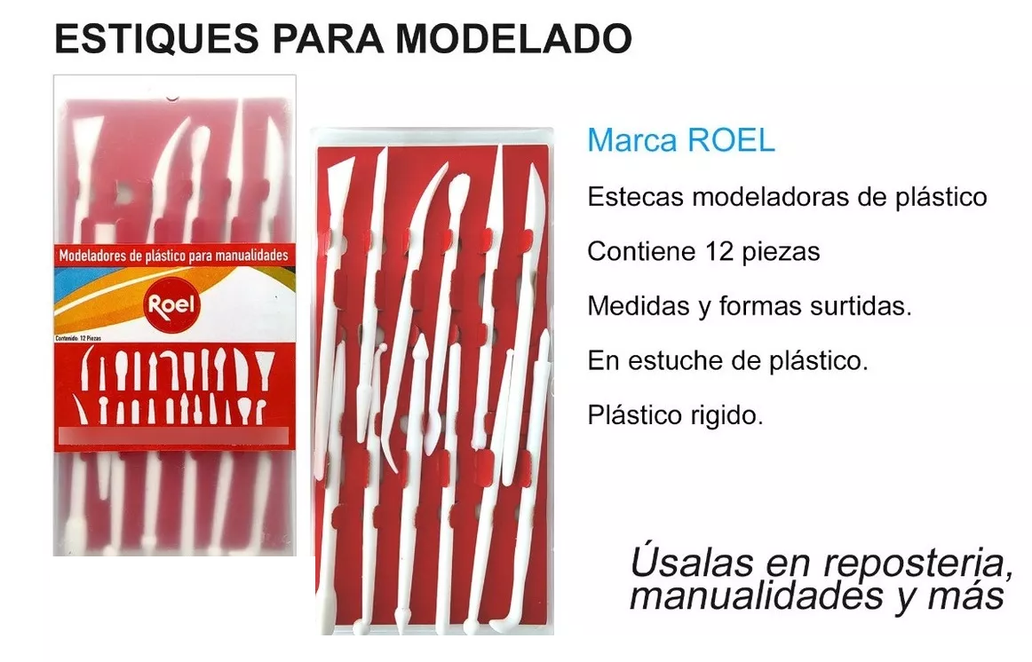 Estiques Modeladores de Plástico Roel para Manualidades 12 Piezas
