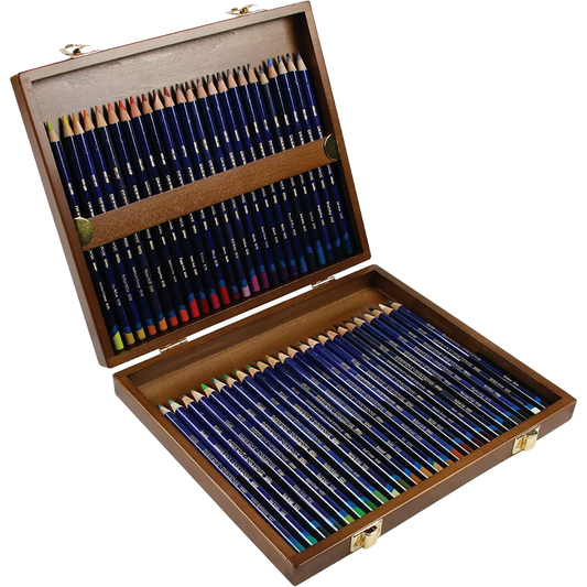 Lápices de Colores Inktense Derwent 2301660 Estuche de Madera con 48 Piezas
